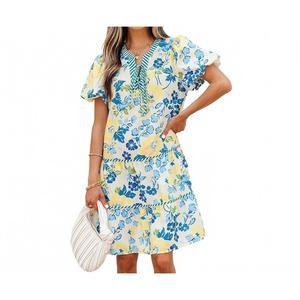 NEW LITTLE DAISY CLOSET summer floral striped dress in blue